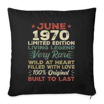 Juin 1970 Anniversaire Juin 1970 Cadeau Juin 1970 - Housse de coussin décorative 45 x 45 cm - noir - Devant