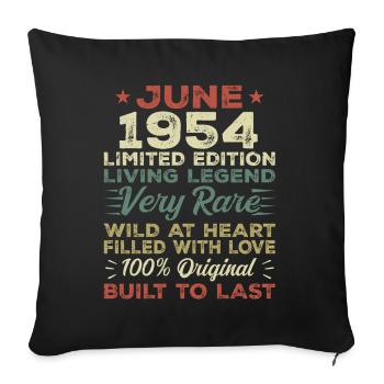 June 1954 Birthday June 1954 Gift June 1954 - Sofa pillowcase 17,3'' x 17,3'' (45 x 45 cm) - black - Front