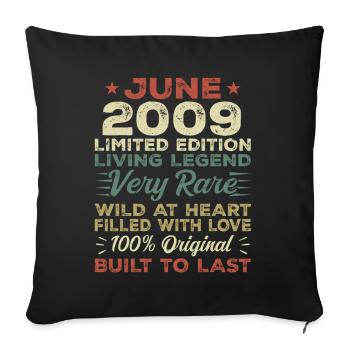 Juni 2009 Geburtstag Juni 2009 Geschenk Juni 2009 - Sofakissenbezug 45 x 45 cm - Schwarz - Vorne