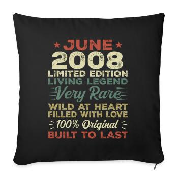 Juin 2008 Anniversaire Juin 2008 Cadeau Juin 2008 - Housse de coussin décorative 45 x 45 cm - noir - Devant