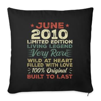 June 2010 Birthday June 2010 Gift June 2010 - Sofa pillowcase 17,3'' x 17,3'' (45 x 45 cm) - black - Front