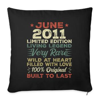 June 2011 Birthday June 2011 Gift June 2011 - Sofa pillowcase 17,3'' x 17,3'' (45 x 45 cm) - black - Front