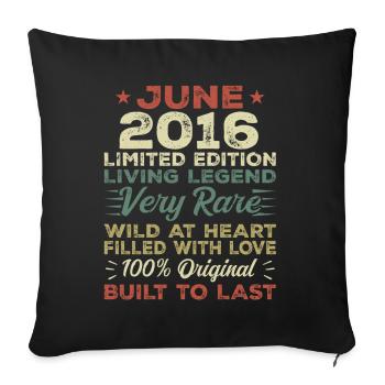 June 2016 Birthday June 2016 Gift June 2016 - Sofa pillowcase 17,3'' x 17,3'' (45 x 45 cm) - black - Front