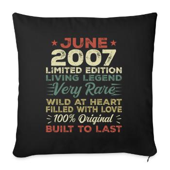 June 2007 Birthday June 2007 Gift June 2007 - Sofa pillowcase 17,3'' x 17,3'' (45 x 45 cm) - black - Front