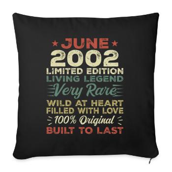 June 2002 Birthday June 2002 Gift June 2002 - Sofa pillowcase 17,3'' x 17,3'' (45 x 45 cm) - black - Front