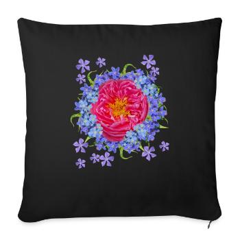 Tente à bière Myosotis Red Blue Blossoms - Housse de coussin décorative 45 x 45 cm - noir - Devant