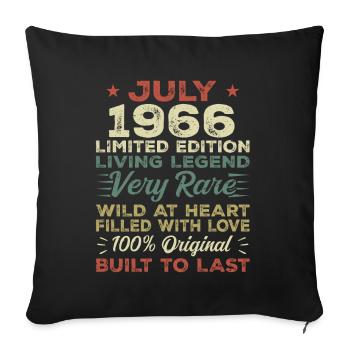 Cadeau Juillet 1966 Anniversaire Juillet 1966 Anniversaire - Housse de coussin décorative 45 x 45 cm - noir - Devant