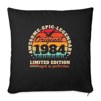 40 Ans 1984 Vintage Rétro Cadeau D'anniversaire - Housse de coussin décorative 45 x 45 cm - noir - Devant