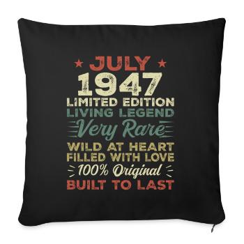 Cadeau Juillet 1947 Jubilé Juillet 1947 Anniversaire - Housse de coussin décorative 45 x 45 cm - noir - Devant