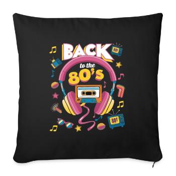 80er Jahre - Vintage Retro Kassette - Geschenkidee - Sofakissenbezug 45 x 45 cm - Schwarz - Vorne