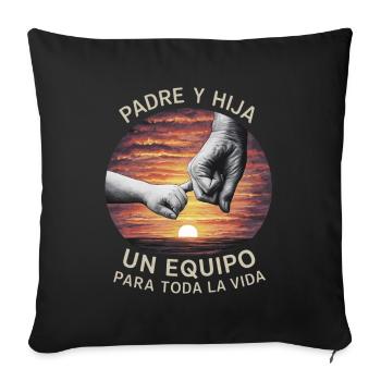 Père et fille Une équipe pour la vie Coucher de soleil - Housse de coussin décorative 45 x 45 cm - noir - Devant