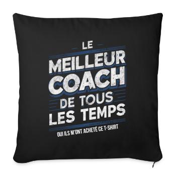 Meilleur Coach Sportif Cadeau Humour Entraîneur - Housse de coussin décorative 45 x 45 cm - noir - Devant