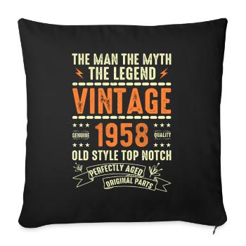 1958 Cadeau Anniversaire Vintage 1958 Millésime 1958 - Housse de coussin décorative 45 x 45 cm - noir - Devant