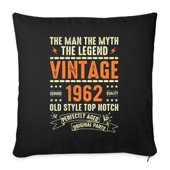 1962 Jubiläumsgeschenk Jahrgang 1962 Vintage 1962 - Sofakissenbezug 45 x 45 cm - Schwarz - Vorne