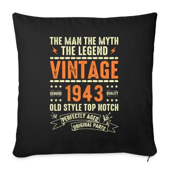 1943 Jubiläumsgeschenk Jahrgang 1943 Vintage 1943 - Sofakissenbezug 45 x 45 cm - Schwarz - Vorne