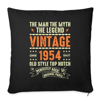 Cadeau d’anniversaire 1954 Vintage 1954 Millésime 1954 - Housse de coussin décorative 45 x 45 cm - noir - Devant