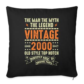 2000 Jubiläumsgeschenk Jahrgang 2000 Vintage 2000 - Sofakissenbezug 45 x 45 cm - Schwarz - Vorne