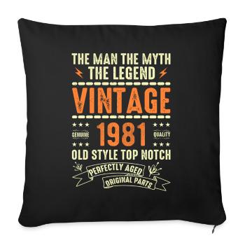 1981 Jubiläumsgeschenk Jahrgang 1981 Vintage 1981 - Sofakissenbezug 45 x 45 cm - Schwarz - Vorne