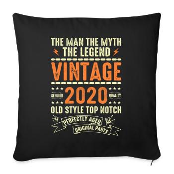 2020 Jubiläumsgeschenk Jahrgang 2020 Vintage 2020 - Sofakissenbezug 45 x 45 cm - Schwarz - Vorne