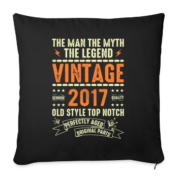 2017 Jubiläumsgeschenk Jahrgang 2017 Vintage 2017 - Sofakissenbezug 45 x 45 cm - Schwarz - Vorne