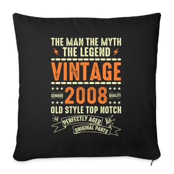 2008 Cadeau Anniversaire Vintage 2008 Millésime 2008 - Housse de coussin décorative 45 x 45 cm - noir - Devant