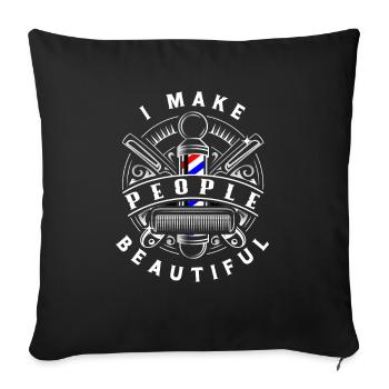 Barber Homme Coiffeur Coiffeur - Housse de coussin décorative 45 x 45 cm - noir - Devant