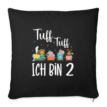 2 Jahre Jungen Geburtstagsmotiv Zootiere Zug Tuff - Sofakissenbezug 45 x 45 cm - Schwarz - Vorne