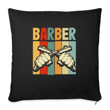 Barber Homme Coiffeur Coiffeur - Housse de coussin décorative 45 x 45 cm - noir - Devant