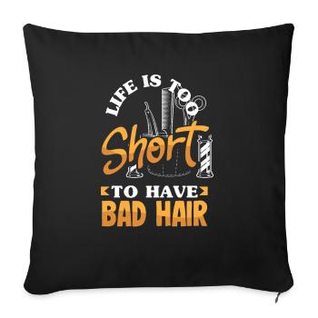 Barber Homme Coiffeur Coiffeur - Housse de coussin décorative 45 x 45 cm - noir - Devant