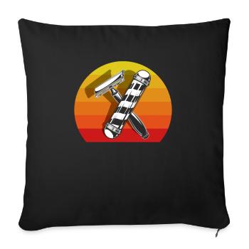 Barber Homme Coiffeur Coiffeur - Housse de coussin décorative 45 x 45 cm - noir - Devant