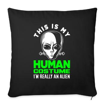 Funny Alien Alien Gift - Sofa pillowcase 17,3'' x 17,3'' (45 x 45 cm) - black - Front