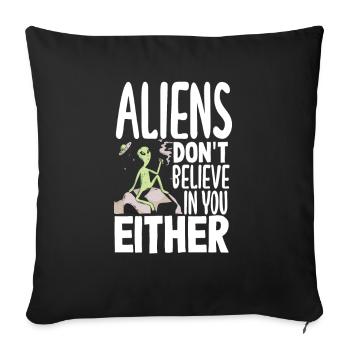 Drôle de cadeau extraterrestre extraterrestre - Housse de coussin décorative 45 x 45 cm - noir - Devant