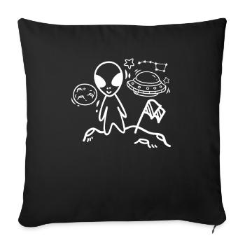 Funny Alien Alien Gift - Sofa pillowcase 17,3'' x 17,3'' (45 x 45 cm) - black - Front