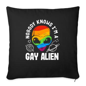 Funny Alien Alien Gift - Sofa pillowcase 17,3'' x 17,3'' (45 x 45 cm) - black - Front