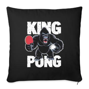 King Pong Gorille Raquette Cadeau Ping Pong Humour - Housse de coussin décorative 45 x 45 cm - noir - Devant