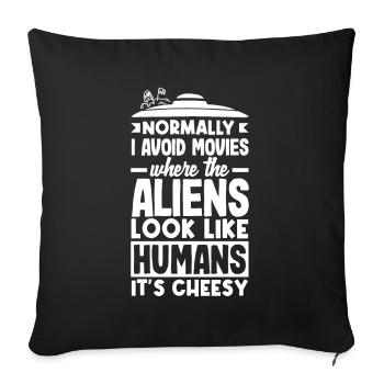 Funny Alien Alien Gift - Sofa pillowcase 17,3'' x 17,3'' (45 x 45 cm) - black - Front