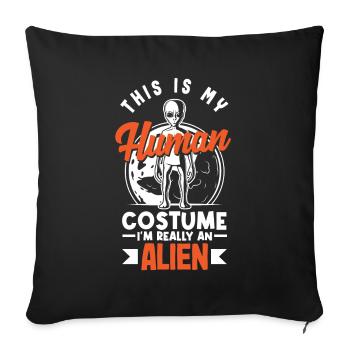 Funny Alien Alien Gift - Sofa pillowcase 17,3'' x 17,3'' (45 x 45 cm) - black - Front