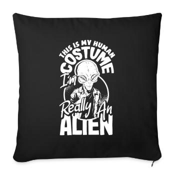 Funny Alien Alien Gift - Sofa pillowcase 17,3'' x 17,3'' (45 x 45 cm) - black - Front
