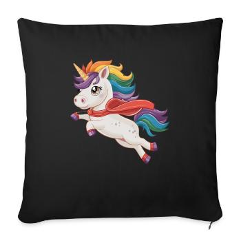 Lustiges Einhorn als Held für einen Superheld - Sofakissenbezug 45 x 45 cm - Schwarz - Vorne