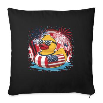 Patriotisches Gummi-Entchen amerikanischer Flagge - Sofakissenbezug 45 x 45 cm - Schwarz - Vorne