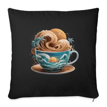 Tropical Beach Waves Kaffeetasse für eine - Sofakissenbezug 45 x 45 cm - Schwarz - Vorne