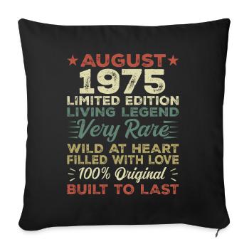 Août 1975 - Idée cadeau pour août 1975 - 1975 - Housse de coussin décorative 45 x 45 cm - noir - Devant