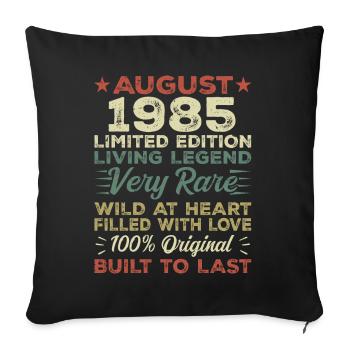 Août 1985 - Idée cadeau pour Août 1985 - 1985 - Housse de coussin décorative 45 x 45 cm - noir - Devant