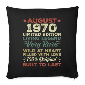 Août 1970 - Idée cadeau pour Août 1970 - 1970 - Housse de coussin décorative 45 x 45 cm - noir - Devant