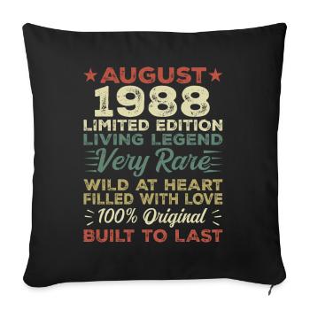 August 1988 - Gift Idea for August 1988 - 1988 - Sofa pillowcase 17,3'' x 17,3'' (45 x 45 cm) - black - Front