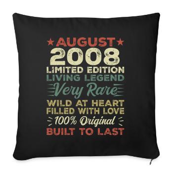 Août 2008 - Idée cadeau pour Août 2008 - 2008 - Housse de coussin décorative 45 x 45 cm - noir - Devant