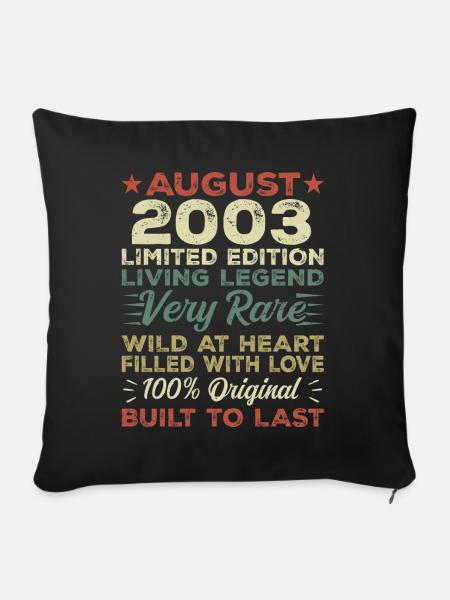 August 2003 - Geschenkidee Für August 2003 - 2003 - Sofakissenbezug 45 x 45 cm - Schwarz