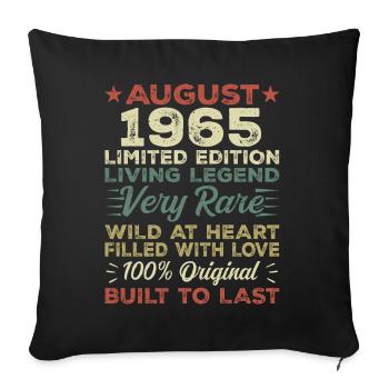 August 1965 - Gift Idea for August 1965 - 1965 - Sofa pillowcase 17,3'' x 17,3'' (45 x 45 cm) - black - Front
