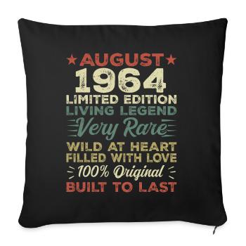 August 1964 - Gift idea for August 1964 - 1964 - Sofa pillowcase 17,3'' x 17,3'' (45 x 45 cm) - black - Front