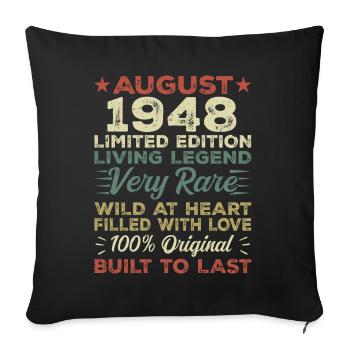 Août 1948 - Idée cadeau pour août 1948 - 1948 - Housse de coussin décorative 45 x 45 cm - noir - Devant